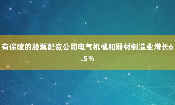 有保障的股票配资公司电气机械和器材制造业增长6.5%
